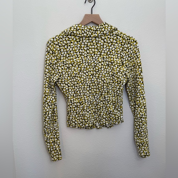 Maeve by Anthropologie Collared Long Sleeve Ruched Button Up Blouse Small - Picture 4 of 9